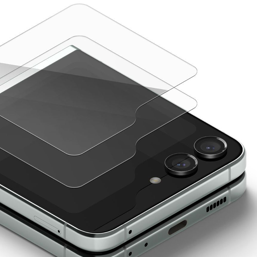 Protector de pantalla exterior Ringke para Samsung Galaxy Z Flip5 F731, Cristal Templado, Full Glue, Set de 2 piezas