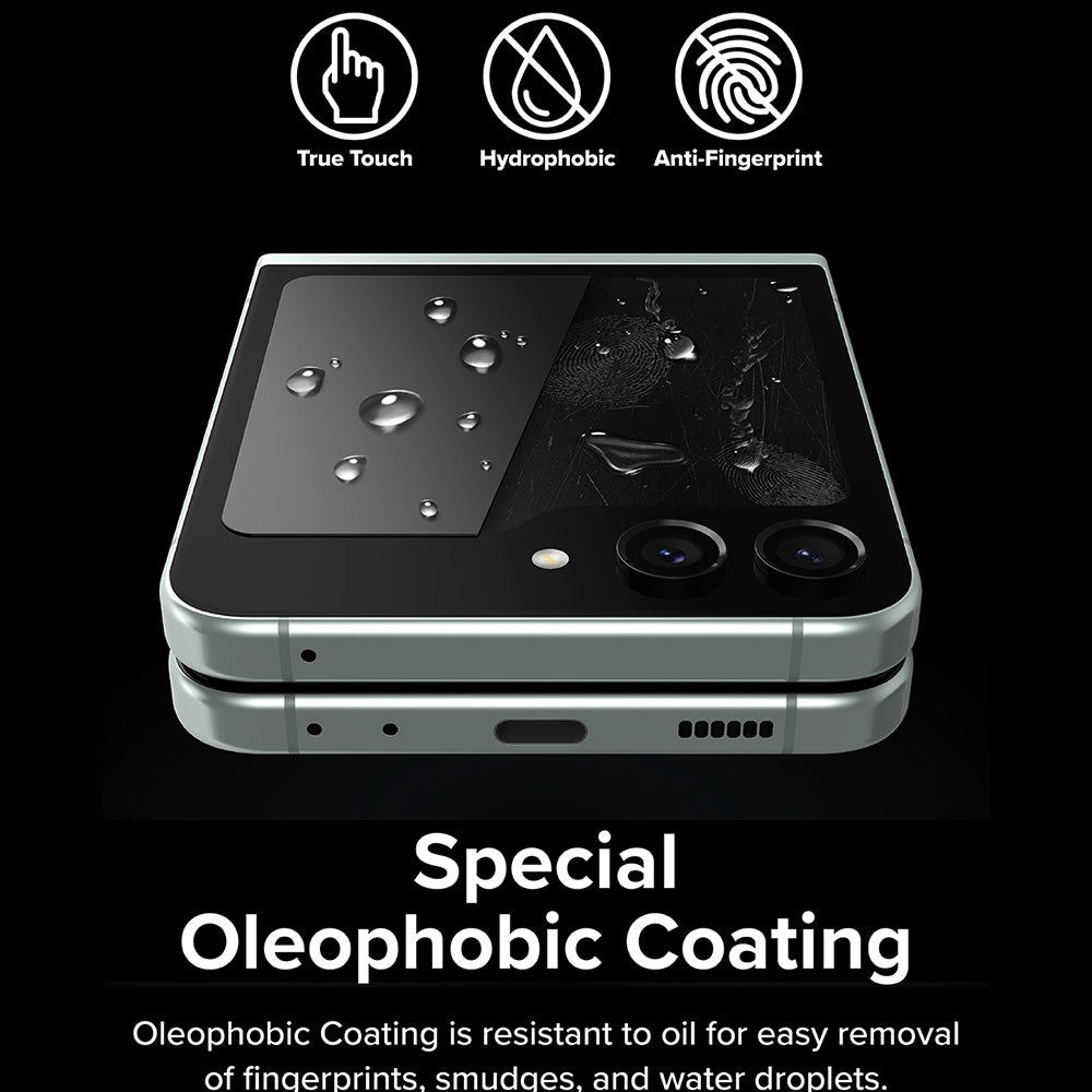 Protector de pantalla exterior Ringke para Samsung Galaxy Z Flip5 F731, Cristal Templado, Full Glue, Set de 2 piezas