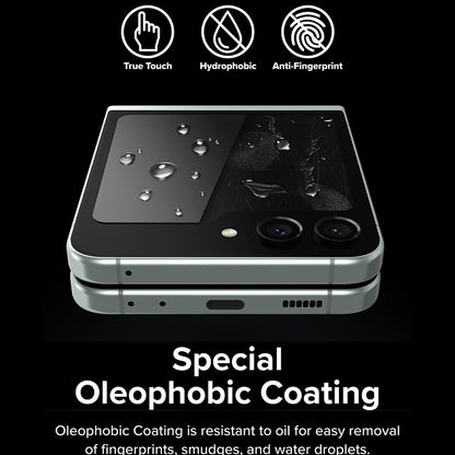 Protector de pantalla exterior Ringke para Samsung Galaxy Z Flip5 F731, Cristal Templado, Full Glue, Set de 2 piezas