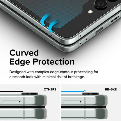 Protector de pantalla exterior Ringke para Samsung Galaxy Z Flip5 F731, Cristal Templado, Full Glue, Set de 2 piezas