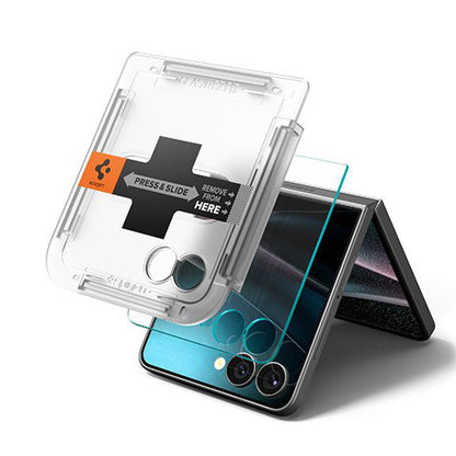 Protector de pantalla exterior Spigen GlastR EZ FIT para Samsung Galaxy Z Flip7 F766, Cristal Templado, Adhesivo Completo