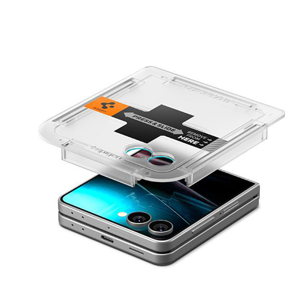 Protector de pantalla exterior Spigen GlastR EZ FIT para Samsung Galaxy Z Flip7 F766, Cristal Templado, Adhesivo Completo