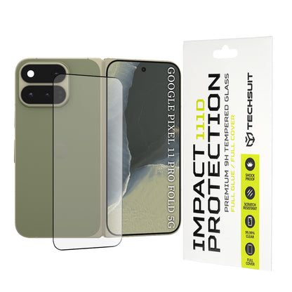 Protector de pantalla exterior Techsuit para Google Pixel 11 Pro Fold, vidrio templado, adhesivo completo, 111D, negro