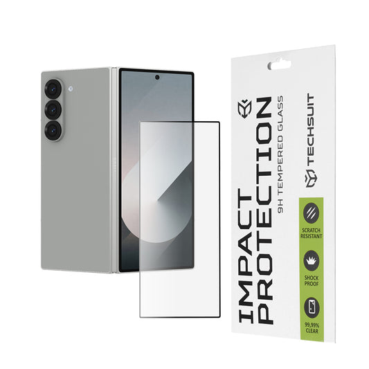 Protector de pantalla exterior Techsuit para Samsung Galaxy Z Fold6 F956, vidrio templado, adhesivo completo, 111D, negro