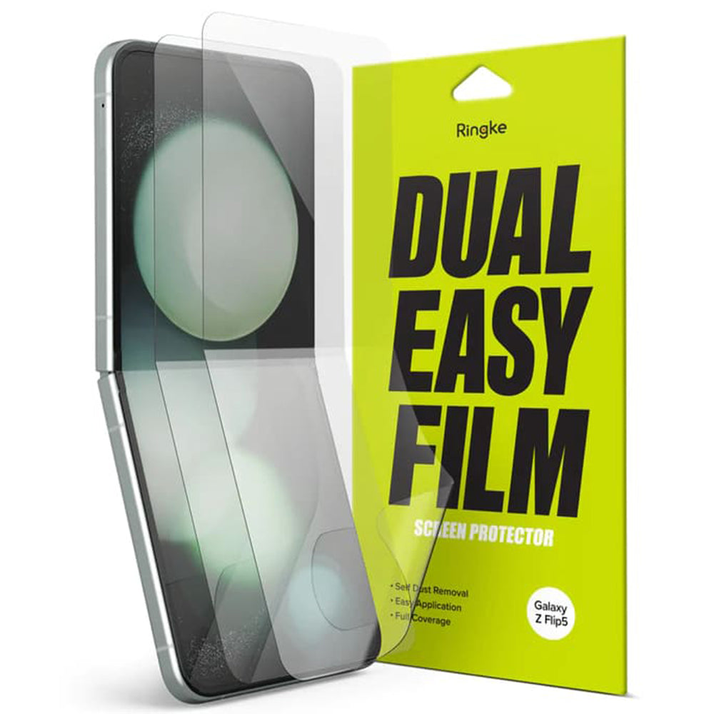 Funda protectora de pantalla interior Ringke Dual Easy para Samsung Galaxy Z Flip5 F731, Plástico, Set de 2 piezas