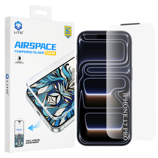 Protector de pantalla Lito Airspace Border para Apple iPhone 18 Pro / 17 Pro, Vidrio templado, Pegamento completo