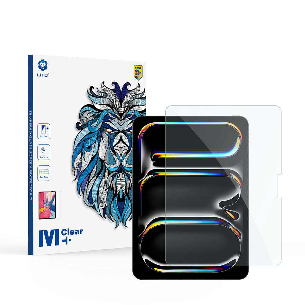 Protector de pantalla Lito Classic para Apple iPad Pro 11 (2024), Vidrio templado, Pegamento completo, 2.5D