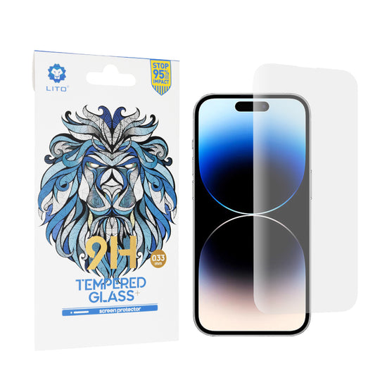 Protector de pantalla Lito Classic para Apple iPhone 14 Pro, vidrio templado, adhesivo completo, 2.5D