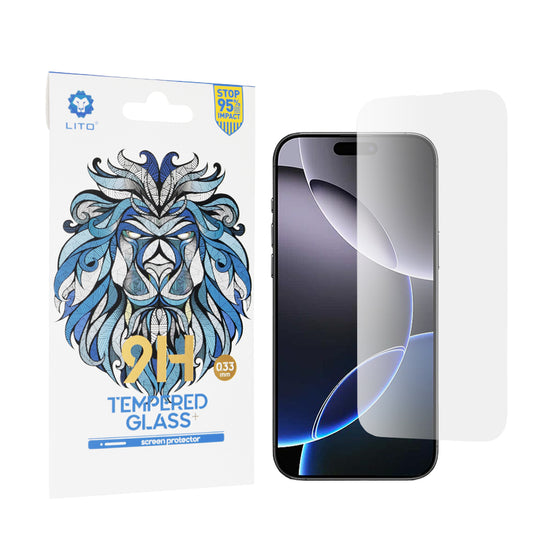 Protector de pantalla Lito Classic para Apple iPhone 16 Pro Max, vidrio templado, adhesivo completo, 2.5D