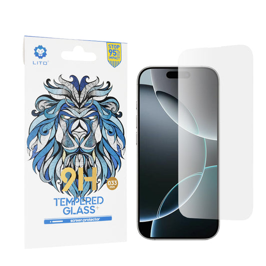 Protector de pantalla Lito Classic para Apple iPhone 16 Pro, vidrio templado, adhesivo completo, 2.5D