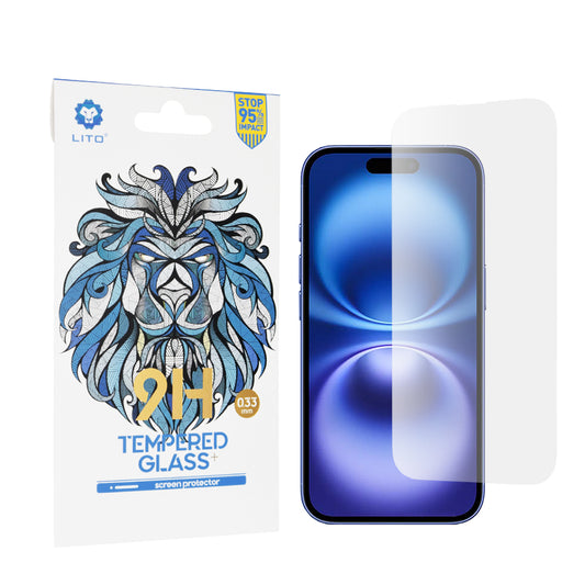 Protector de pantalla Lito Classic para Apple iPhone 16, vidrio templado, adhesivo completo, 2.5D