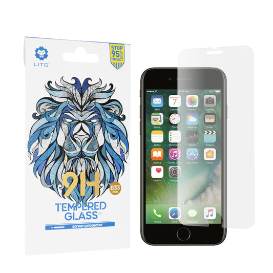 Protector de pantalla Lito Classic para Apple iPhone SE (2022) / SE (2020) / 8 / 7, vidrio templado, adhesivo completo, 2.5D