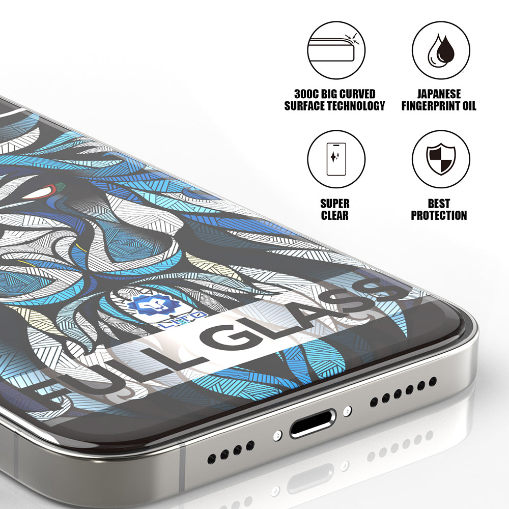 Protector de pantalla Lito D+ Max 300C para Apple iPhone 15 Pro Max, vidrio templado, adhesivo completo