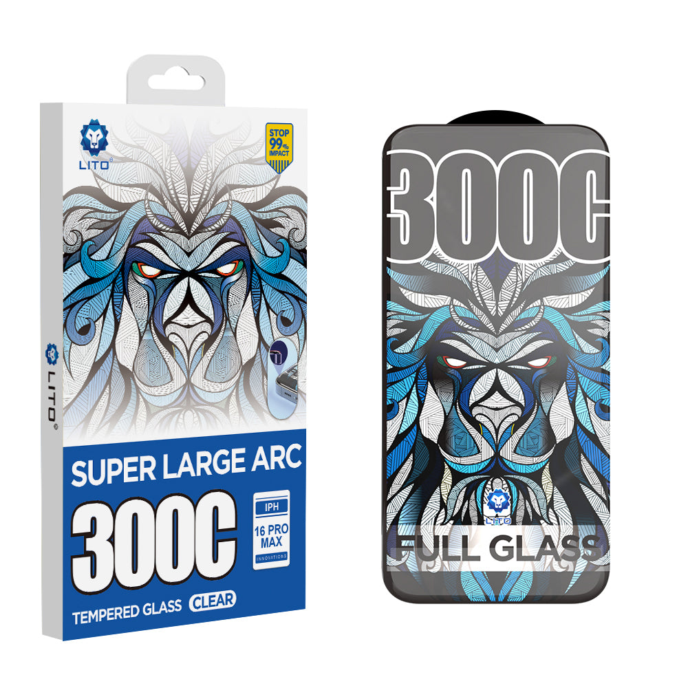 Lito D+ Max 300C Screen Protector Film for Apple iPhone 16 Pro Max, Tempered Glass, Full Glue