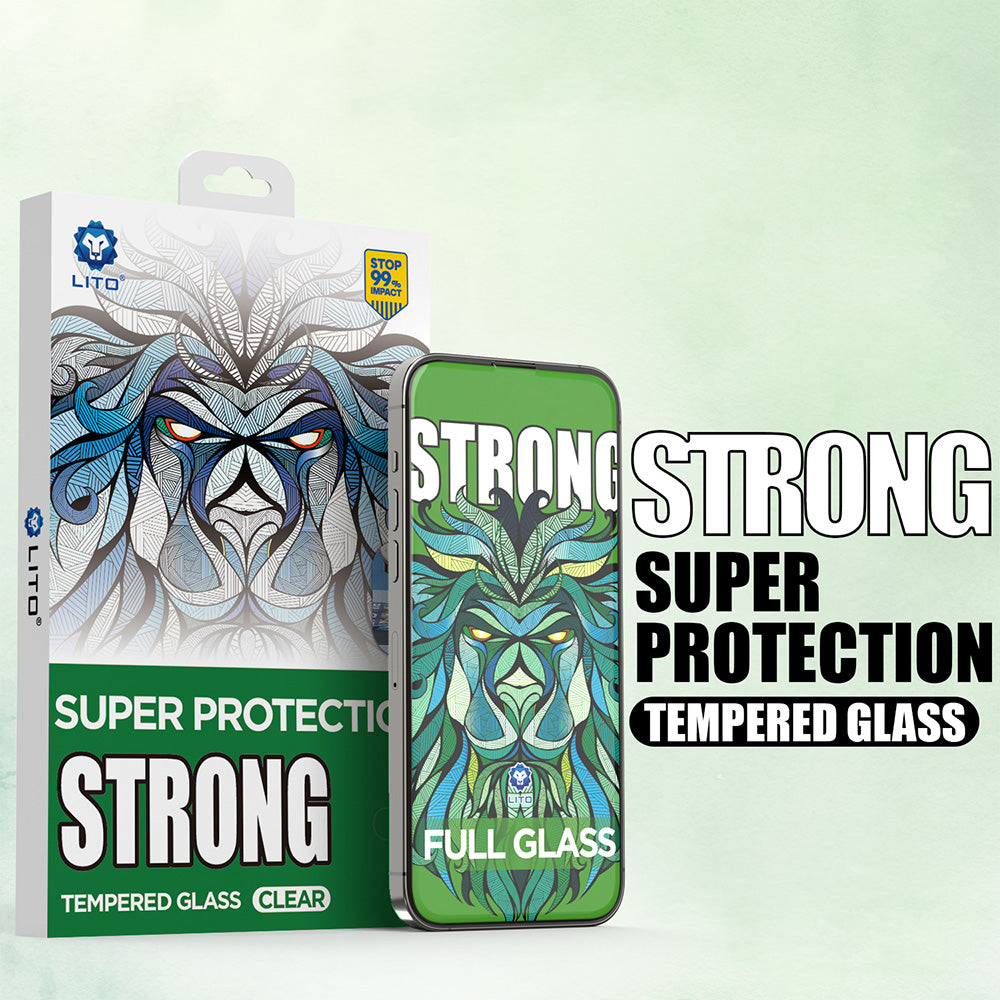Protector de pantalla Lito D+ Max Strong para Apple iPhone 17 / 16 Pro, Cristal Templado, Full Glue, Negro