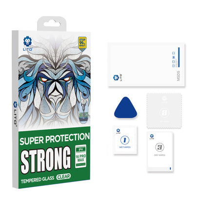 Protector de pantalla Lito D+ Max Strong para Apple iPhone 17 / 16 Pro, Cristal Templado, Full Glue, Negro