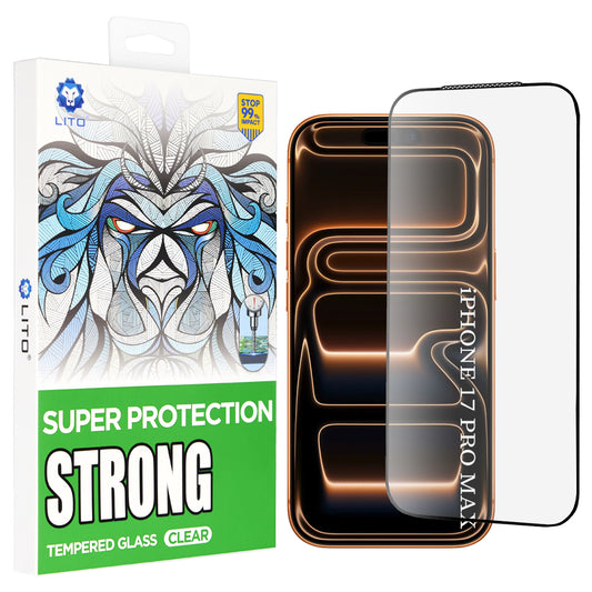 Protector de pantalla Lito D+ Max Strong para Apple iPhone 17 Pro Max, Cristal Templado, Full Glue, Negro
