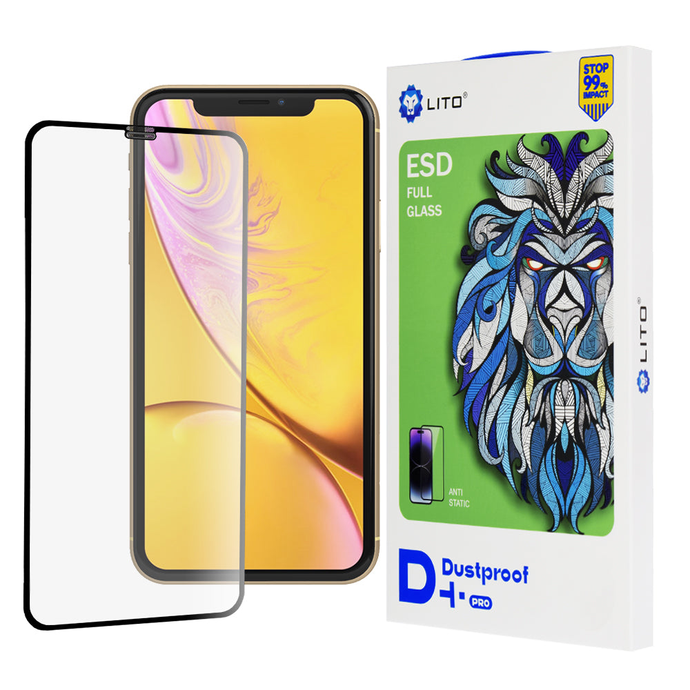 Lito D+ Pro Dustproof Screen Protector for Apple iPhone 11 / XR, Tempered Glass, Full Glue, Black