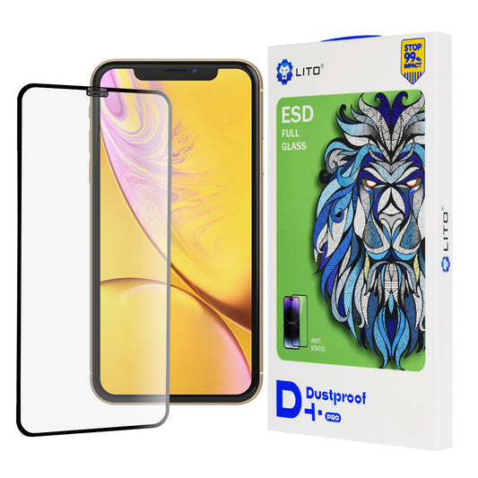 Protector de pantalla Lito D+ Pro Dustproof para Apple iPhone 11 / XR, vidrio templado, adhesivo completo, negro