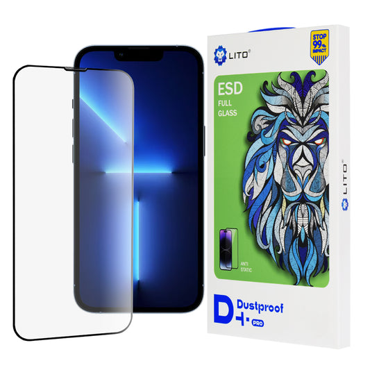 Protector de pantalla Lito D+ Pro Dustproof para Apple iPhone 14 Plus / 13 Pro Max, Cristal Templado, Full Glue, Negro.