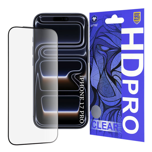 Protector de pantalla Lito HD Pro Clear para Apple iPhone 17 Pro, Cristal Templado, Full Glue, Negro