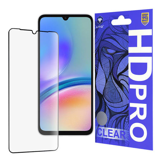 Protector de pantalla Lito HD Pro Clear para Samsung Galaxy A05s A057, vidrio templado, adhesivo completo, negro