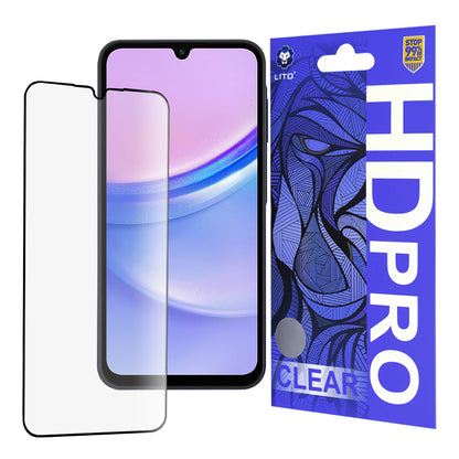 Protector de pantalla Lito HD Pro Clear para Samsung Galaxy A15 5G A156 / A15 A155 / A25 A256 / A24 4G A245, vidrio templado, adhesivo completo, negro