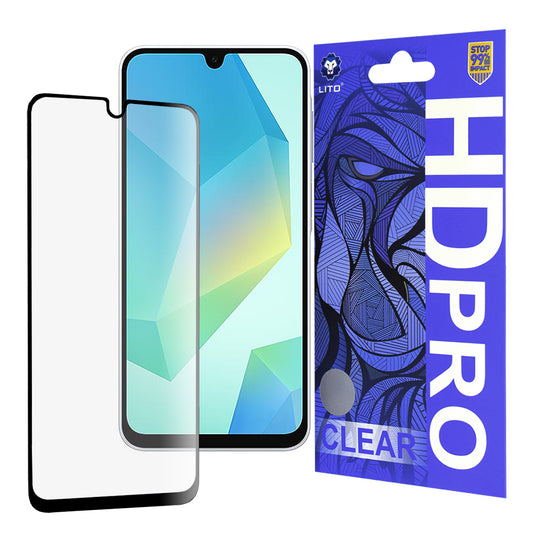 Protector de pantalla Lito HD Pro Clear para Samsung Galaxy A16 5G A166 / A16 4G A165, Vidrio templado, Pegamento completo, Negro