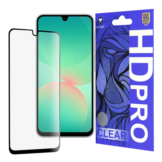 Protector de pantalla Lito HD Pro Clear para Samsung Galaxy A26 A266, vidrio templado, adhesivo completo, negro