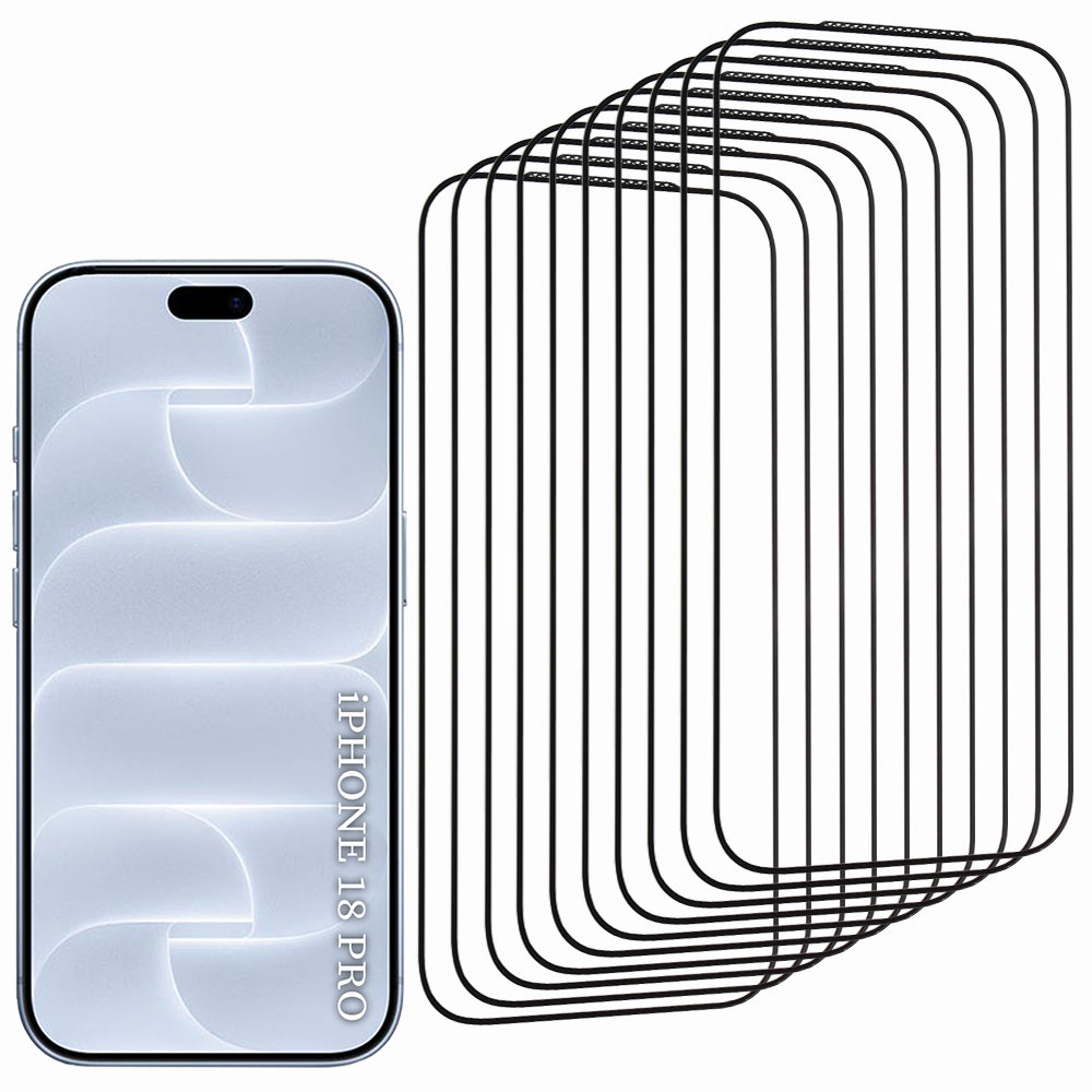 Protector de pantalla Lito HD Pro para Apple iPhone 18 Pro / 17 Pro, vidrio templado, adhesivo completo, pack de 10 unidades, negro