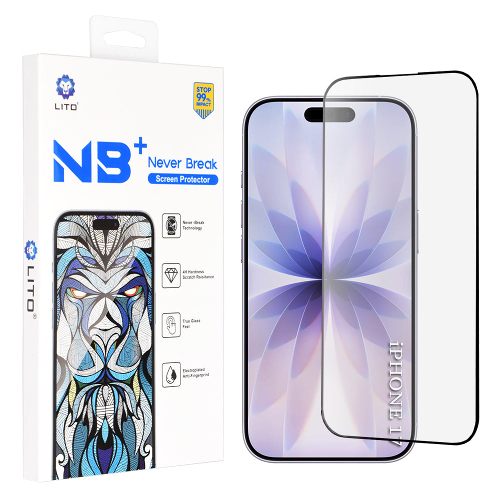 Protector de pantalla Lito NB para Apple iPhone 17 / 16 Pro, Cristal Templado, Full Glue, Negro