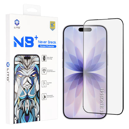 Protector de pantalla Lito NB para Apple iPhone 17 / 16 Pro, Cristal Templado, Full Glue, Negro
