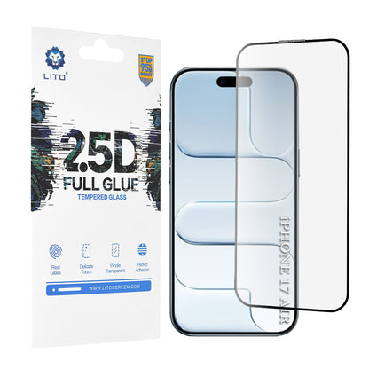 Protector de pantalla Lito para Apple iPhone 17 Air, Cristal Templado, Full Glue, 2.5D, Negro