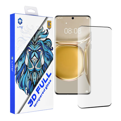 Protector de pantalla Lito para Huawei P50 Pro, vidrio templado, adhesivo completo, 3D, negro