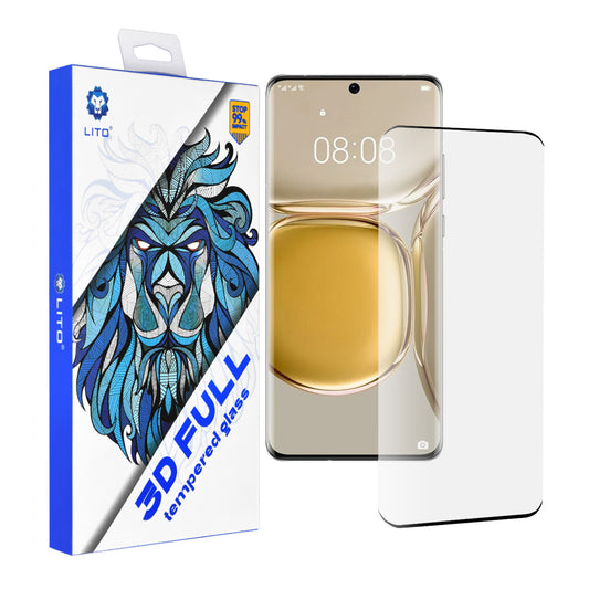 Protector de pantalla Lito para Huawei P50 Pro, vidrio templado, adhesivo completo, 3D, negro
