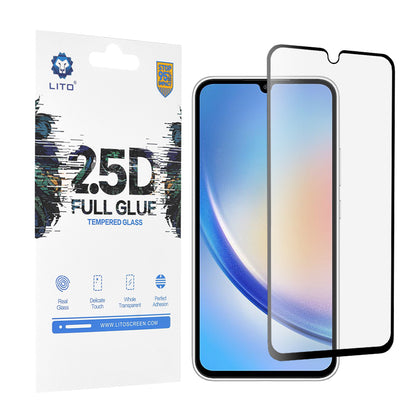Protector de pantalla Lito para Samsung Galaxy A34 A346, vidrio templado, adhesivo completo, 2.5D, negro
