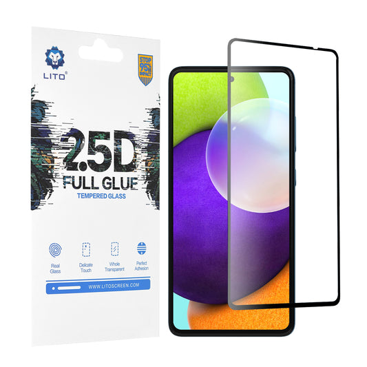 Lito Screen Protector Film for Samsung Galaxy A52s 5G A528 / A52 5G A526 / A52 A525, Tempered Glass, Full Glue, 2.5D, Black