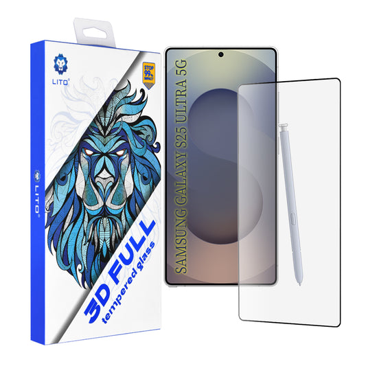 Protector de pantalla Lito para Samsung Galaxy S25 Ultra S938, vidrio templado, adhesivo completo, 3D, negro