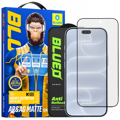 Protector de pantalla Matte Blueo Anti Reflective HD para Apple iPhone 18 Pro, vidrio templado, adhesivo completo, negro