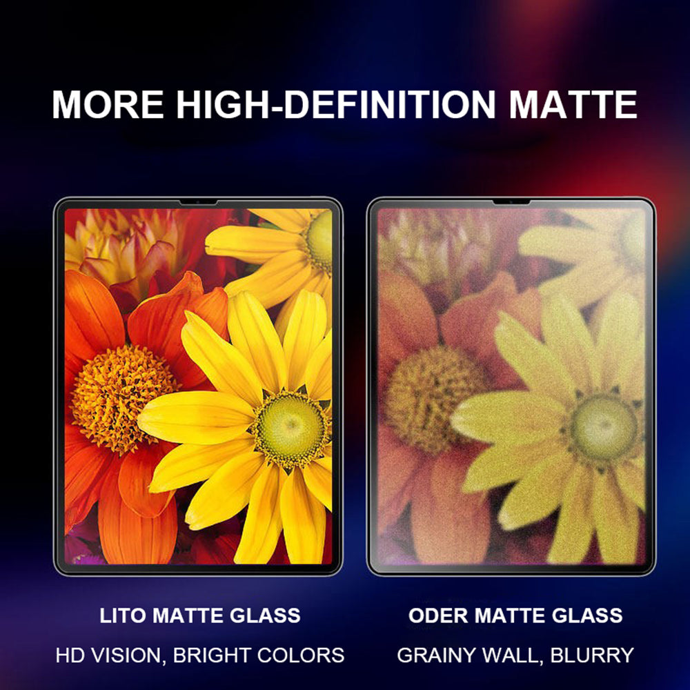 Protector de pantalla mate Lito Classic para Apple iPad Pro 13 (2024), vidrio templado, adhesivo completo, 2.5D
