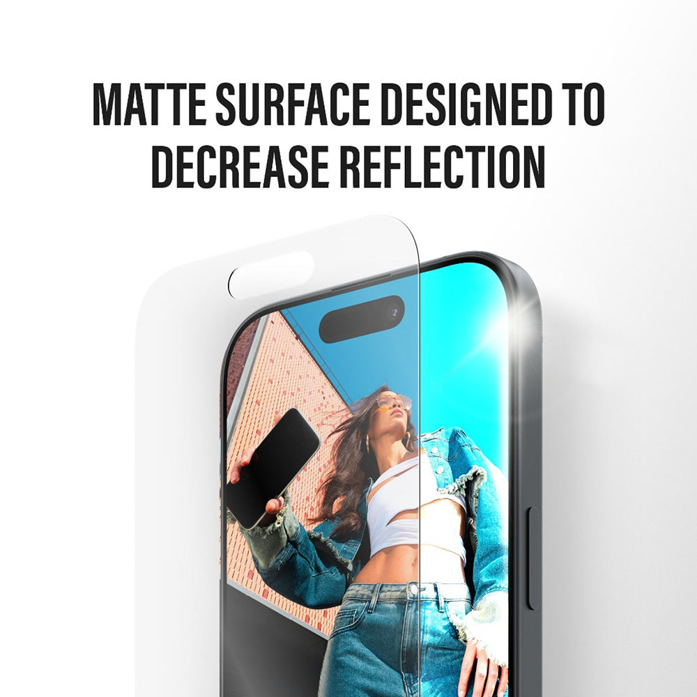 Protector de pantalla mate PanzerGlass Armor EasyAligner para Apple iPhone 17 / 16 Pro, Cristal Templado, Full Glue