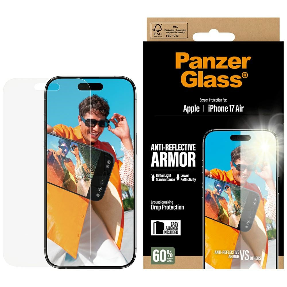 Folie de protección Pantalla Mate PanzerGlass Armor EasyAligner para Apple iPhone 17 Air, Cristal Templado, Full Glue