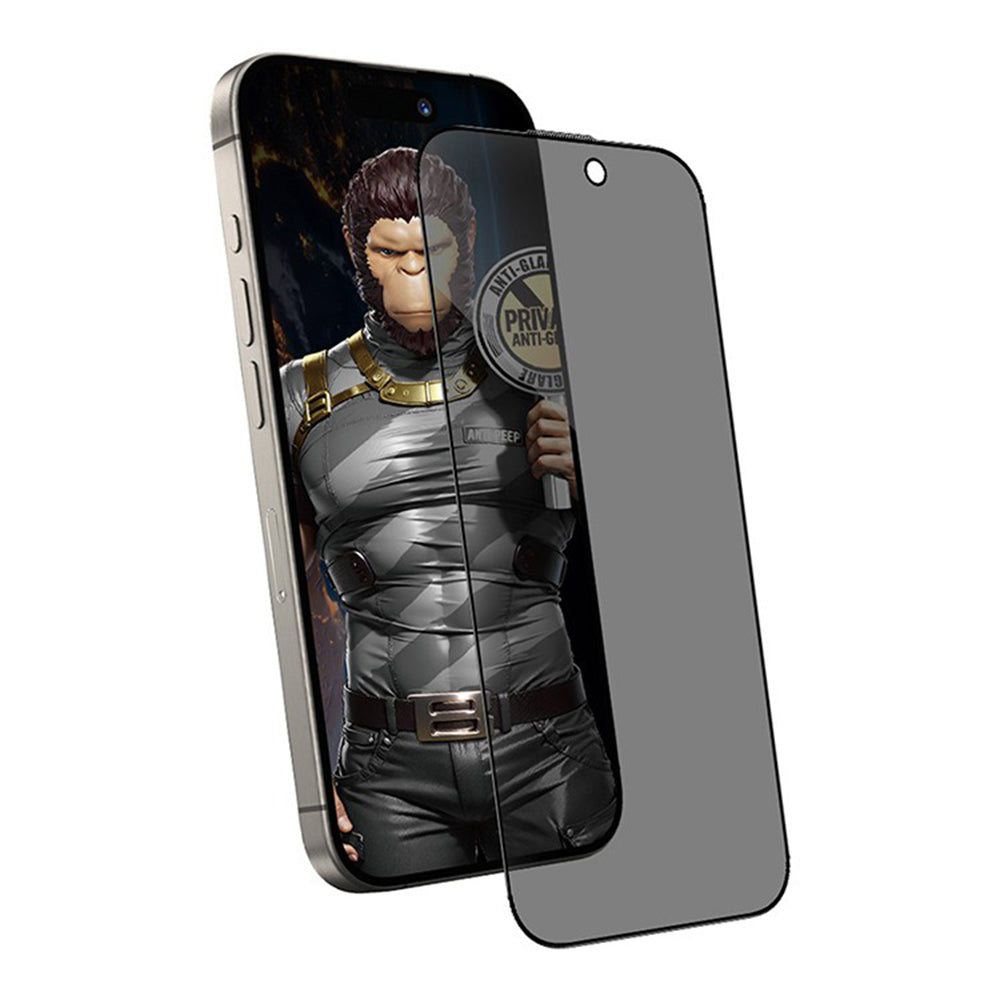 Protector de pantalla mate privacidad Blueo anti-espiado para Apple iPhone 15 Pro Max, vidrio templado, adhesivo completo