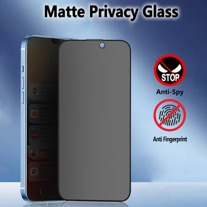 Protector de pantalla mate privacidad Blueo anti-espiado para Apple iPhone 15 Pro, vidrio templado, adhesivo completo