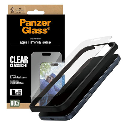 Protector de pantalla PanzerGlass Classic Fit EasyAligner para Apple iPhone 17 Pro Max, Cristal Templado, Full Glue