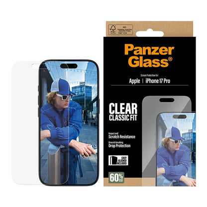 PanzerGlass Classic Fit EasyAligner Screen Protector for Apple iPhone 17 Pro, Tempered Glass, Full Glue