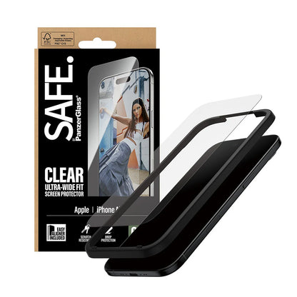 Protector de pantalla PanzerGlass Safe. Ultra-Wide Fit EasyAligner para Apple iPhone 17 Air, Cristal Templado, Full Glue.