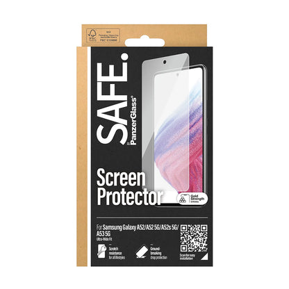 Protector de pantalla PanzerGlass Safe. Ultra-Wide Fit para Samsung Galaxy A53 5G A536 / A52s 5G A528 / A52 5G A526, Cristal Templado, Full Glue.