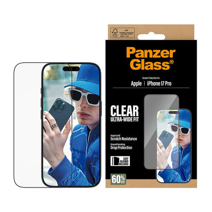 Protector de pantalla PanzerGlass Ultra-Wide Fit EasyAligner para Apple iPhone 17 Pro, Cristal Templado, Full Glue, Negro