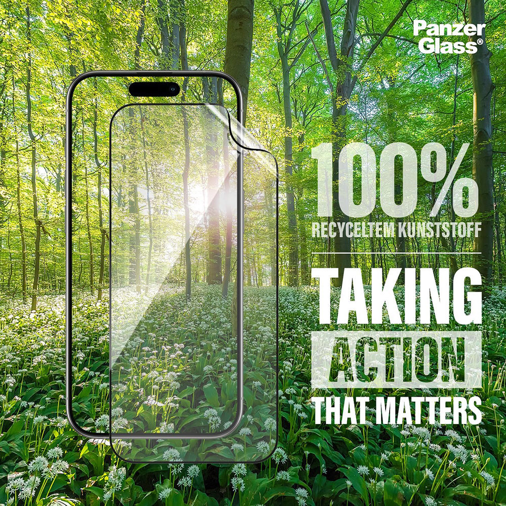 Protector de pantalla PanzerGlass Ultra-Wide Fit EyeCare para Apple iPhone 16 Pro, Cristal Templado, Full Glue, Negro
